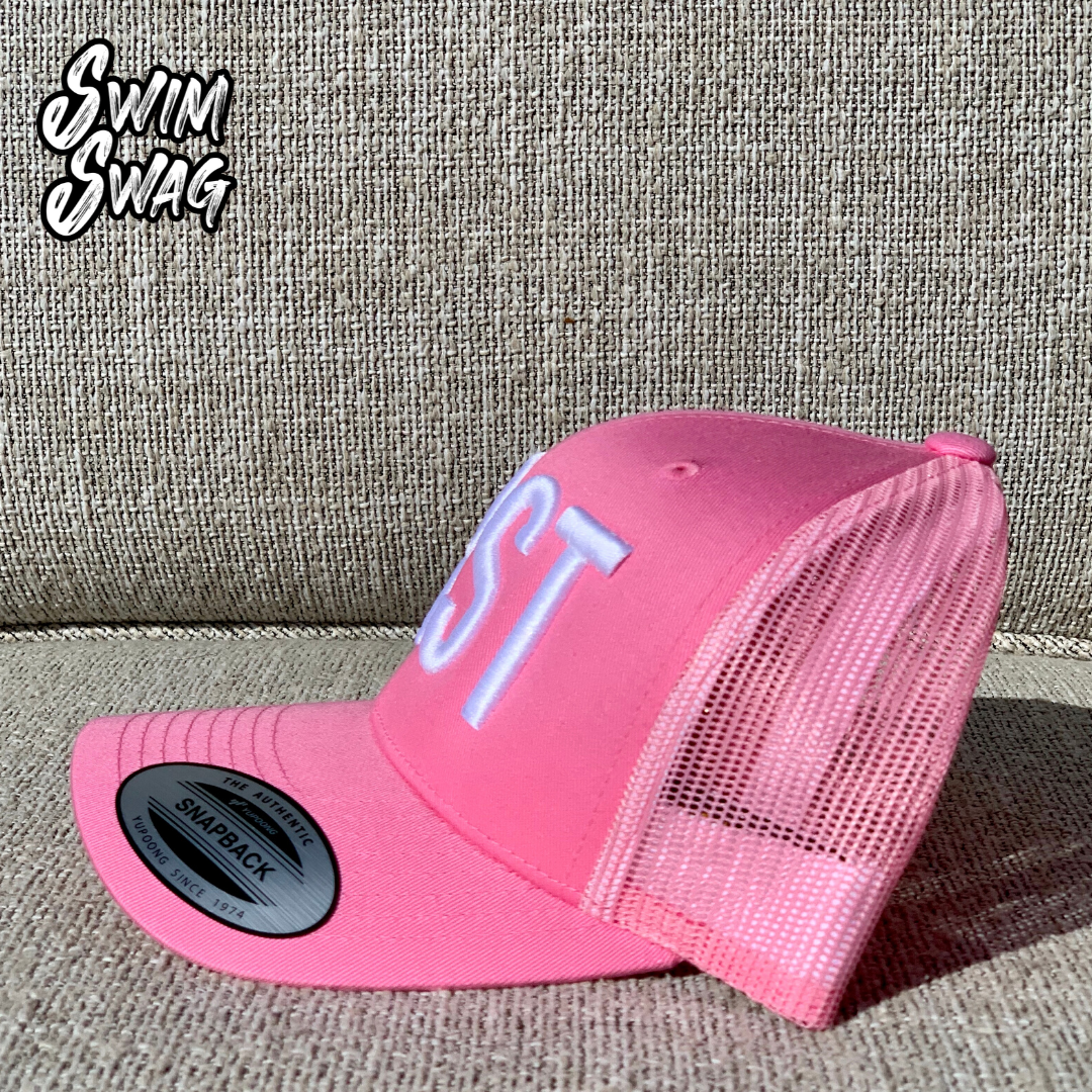"BRST" Hat - Breaststroke (Pink & White)